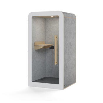 Cabine acoustique 1p en materiaux recyclé avec tabouret, tablette, aération - SOLO