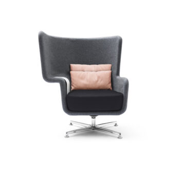 Fauteuil acoustique avec tablette et coussin lombaire, pietement métal - HIP