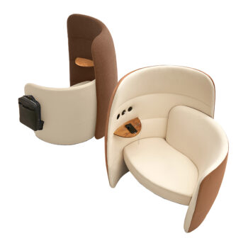 Fauteuil acoustique connecté revetu int et ext avec support de travail - Only Ju